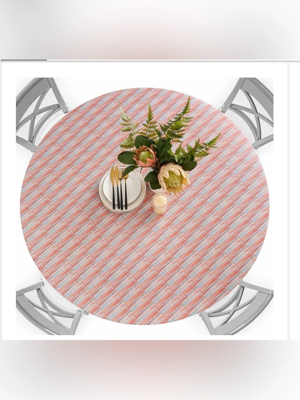 Waterproof Vinyl Tablecloth 36” ROUND - Orange Twill Weave